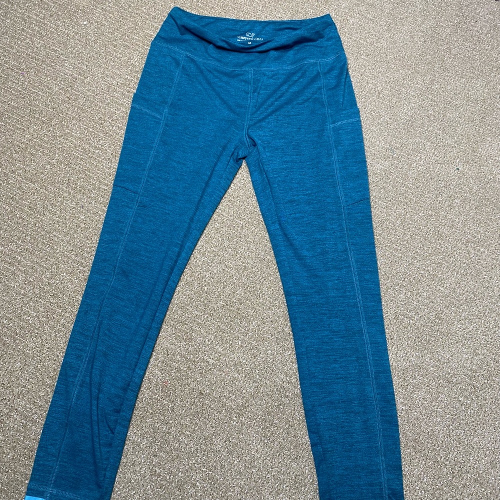 NWT Vineyard vines green blue athletic performance leggings size medium